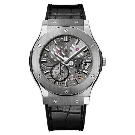 hublot classic fusion 45mm classico ultra-thin skeleton all black|Hublot classic fusion chronograph 45mm.